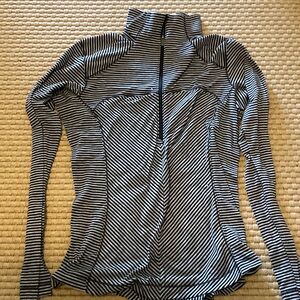 Columbia Black and White Striped Long-Sleeve Quarter-Zip